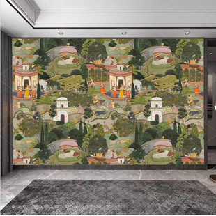 Indian Style Jaipur Garden Thai Yoga Studio Restaurant Hotel Wallpaper Retro Sofa Bedroom Background Mural