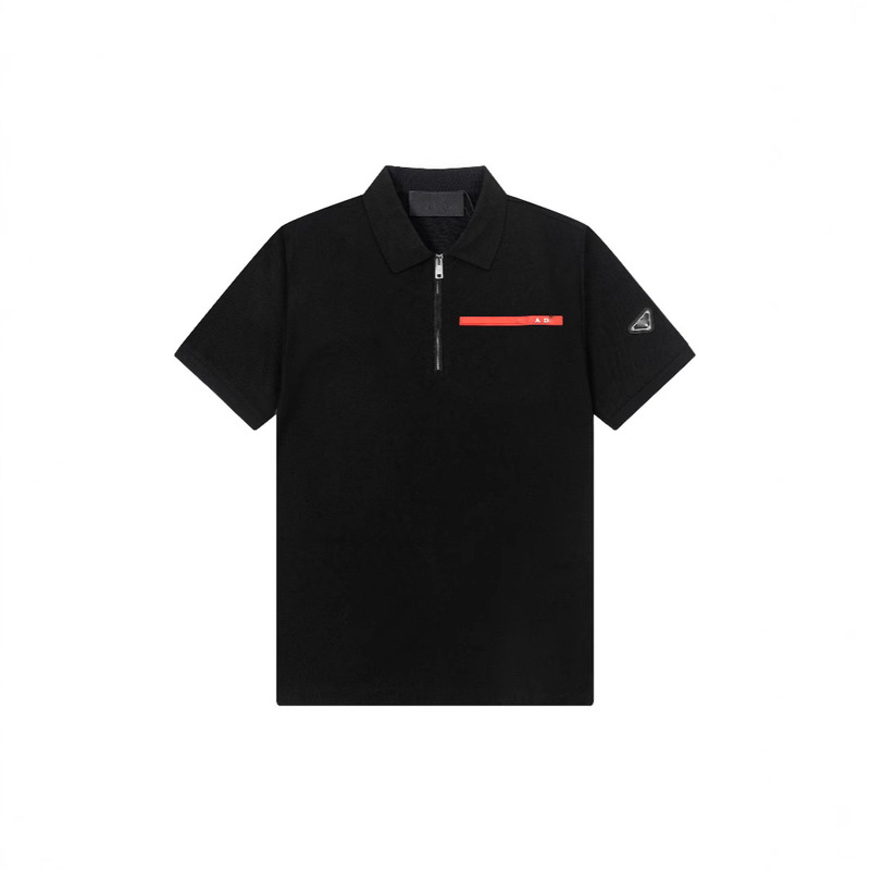 2025 Summer Pra Red Label Half Zipper Business POLO Shirt Casual Short-sleeved T-shirt Summer Men's Wear 2025 Summer Pra Red Label Half Zipper Business POLO Shirt Casual Short-sleeved T-shirt Summer Men's Wear