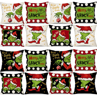 Factory direct new Christmas pillow cover holiday decoration Christmas geek Grinch pillow cushion cover
