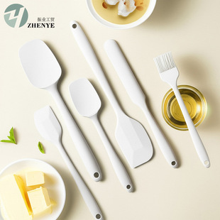 Integrated Silicone Spatula 6-Piece Baking Set High Temperature Resistant Cake Spatula Cream Knife Oil Brush Spatula