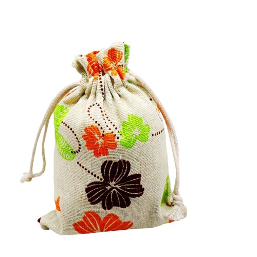 Manufacturer wholesale jewelry hot stamping cotton and linen bundle pocket printing drawstring packaging gift bag jewelry
