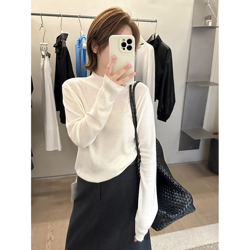 MMC DITION羊毛针织衫女秋季新款高级感韩系显瘦长袖半高领打底衫|undefined