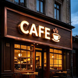 亚克力 LED 背发光字厂家定制 咖啡店 CAFE 门头标识 店铺 logo