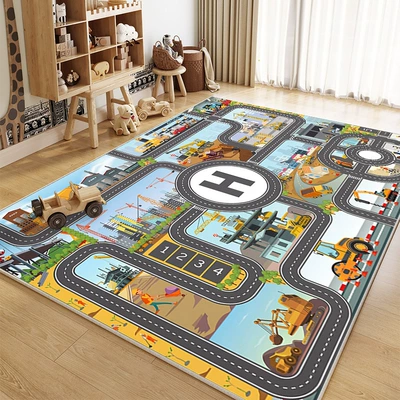 Crystal Velvet Carpets, Cartoon Car, Avtomobil döşəmə paspasları - track-06-80120cm-crystal-velvet