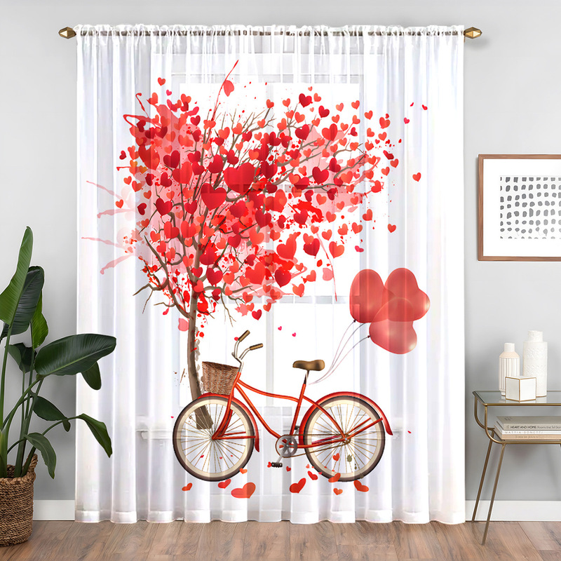 1pc new valentine's day love window screen 3D digital printing bedroom living room decoration wear pole window screen