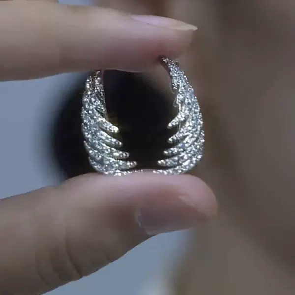 New Style Feather Earrings for Women, Full Diamond-Studded Feather Earrings, Fashionable Design, Exquisite and High-End Earrings for Women