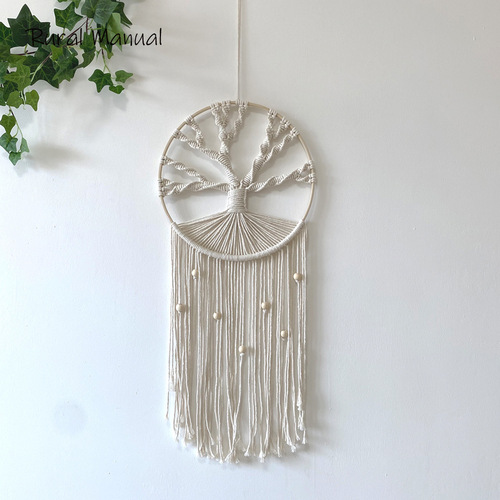 北欧家居装饰生命之树挂毯波西米亚手工编织棉绳捕梦网亚马逊货源