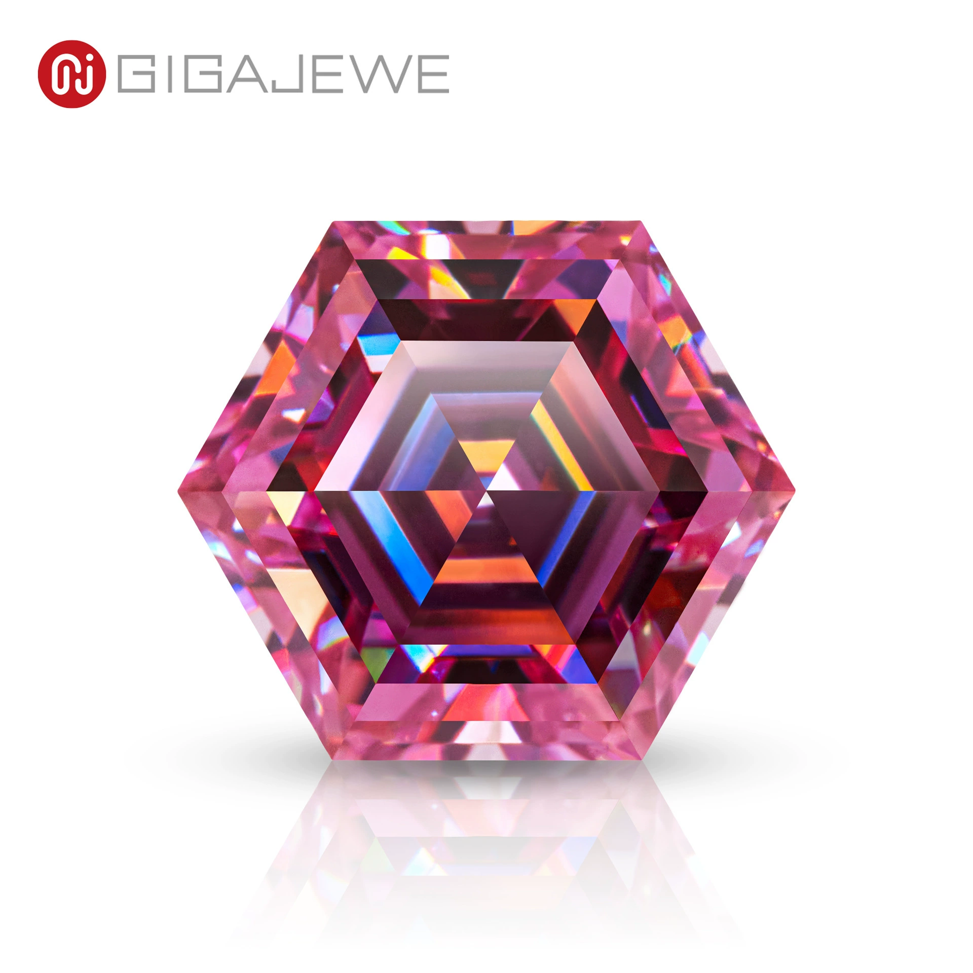 GIGAJEWE розовая Шестигранная огранка VVS1 ручная огранка из муассанита с голым камнем Изготовление ювелирных изделий может быть одобрено