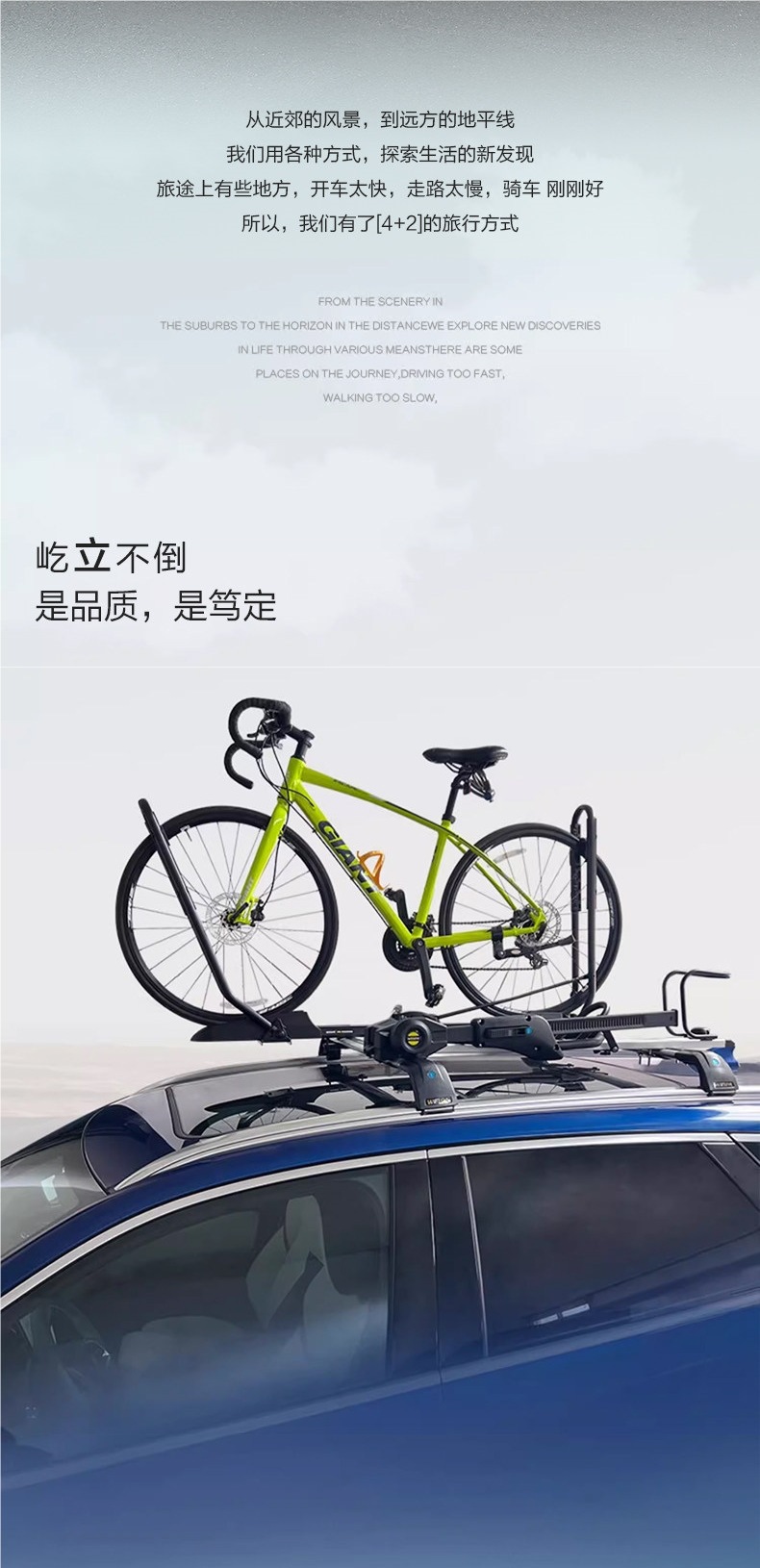 Weipa Car Roof Bicycle Rack, Foldable and Flat, Car-Mounted Suv Mountain Bike Rack, Fixed Luggage Rack