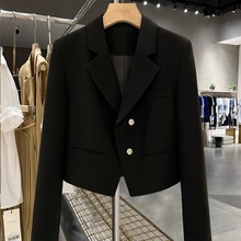 黑色春秋季小个子短款西装女外套2024新款高级感韩版职业上衣西服