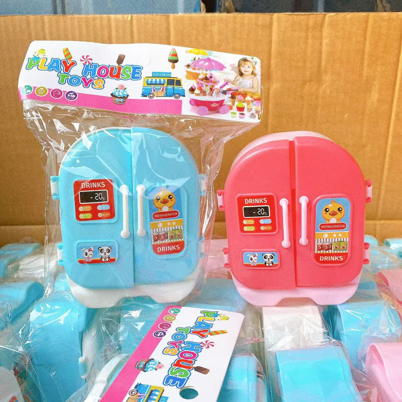 Mini refrigerador de simulación juguetes divertidos juguetes caseros de doble puerta para niños jardín de infantes regalos premios al por mayor