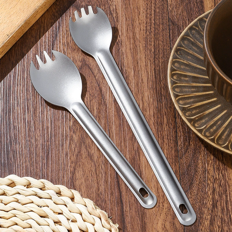 Metal travel spoon, fork for camping, handheld mixing stick, set for traveling, Amazon