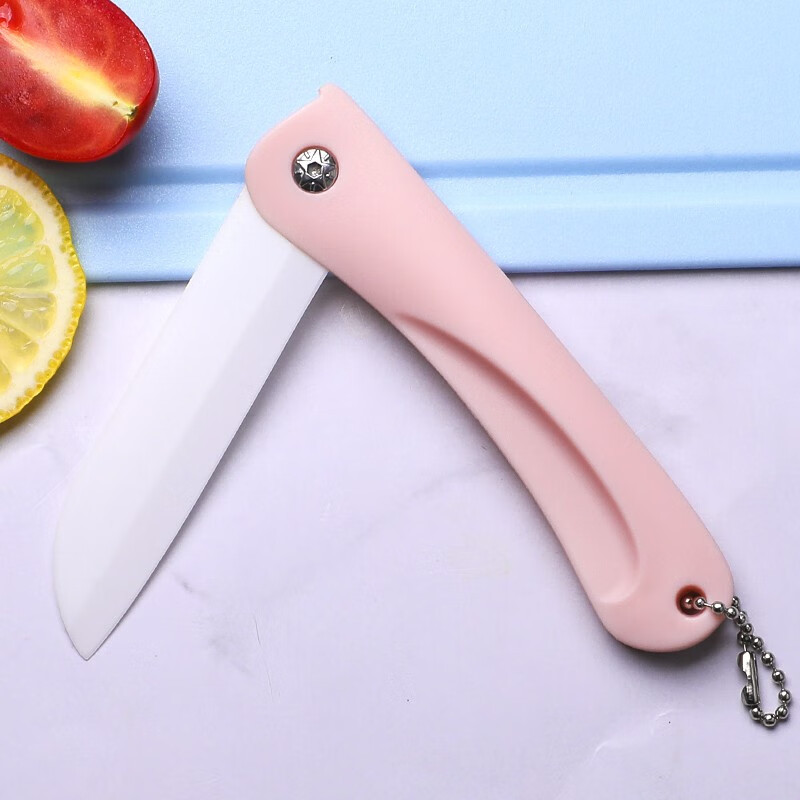 Cuchillo de cerámica cuchillo de cerámica cuchillo de frutas cuchillo de pelado plegable 3 pulgadas cuchillo portátil pequeño cuchillo de frutas de cerámica azul