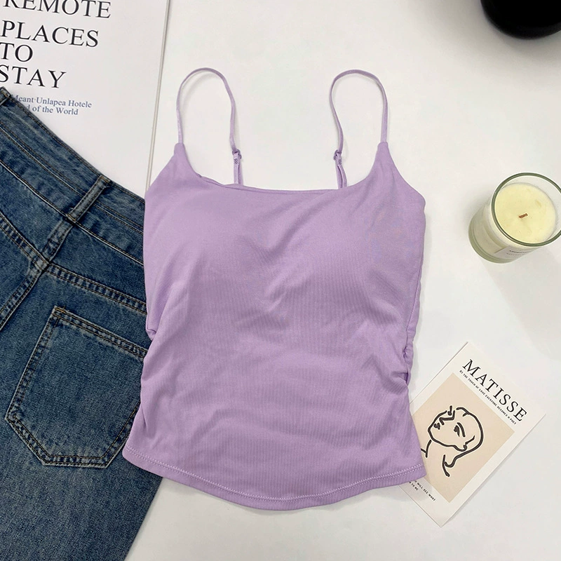 Топ-камисоль плиссированный для женщин, вискоза, приталенный, one size (подходит 80–120 фунтов), регулируемые бретели