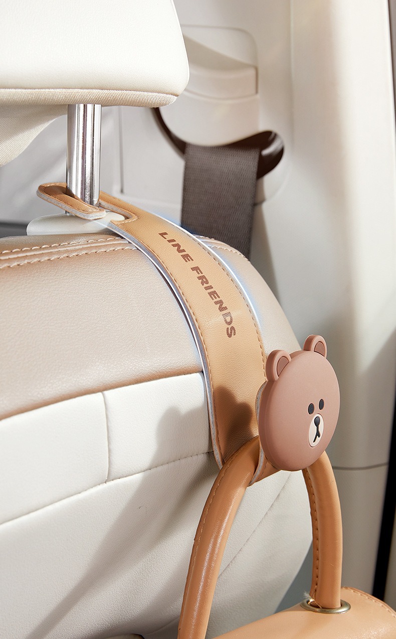 Brown Bear Foldable Car Hook for the Back of the Car Seat, Multifunctional Storage Rack for Car Accessories