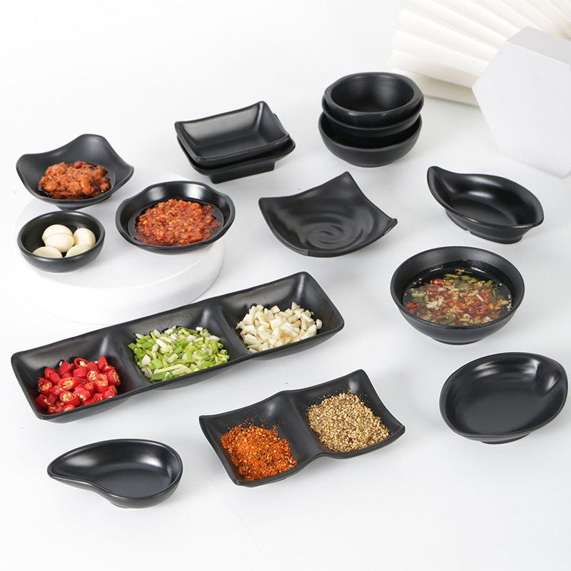 Black matte flavor tray for barbecue and hotpot dipping, commercial seasoning tray, small dish tray