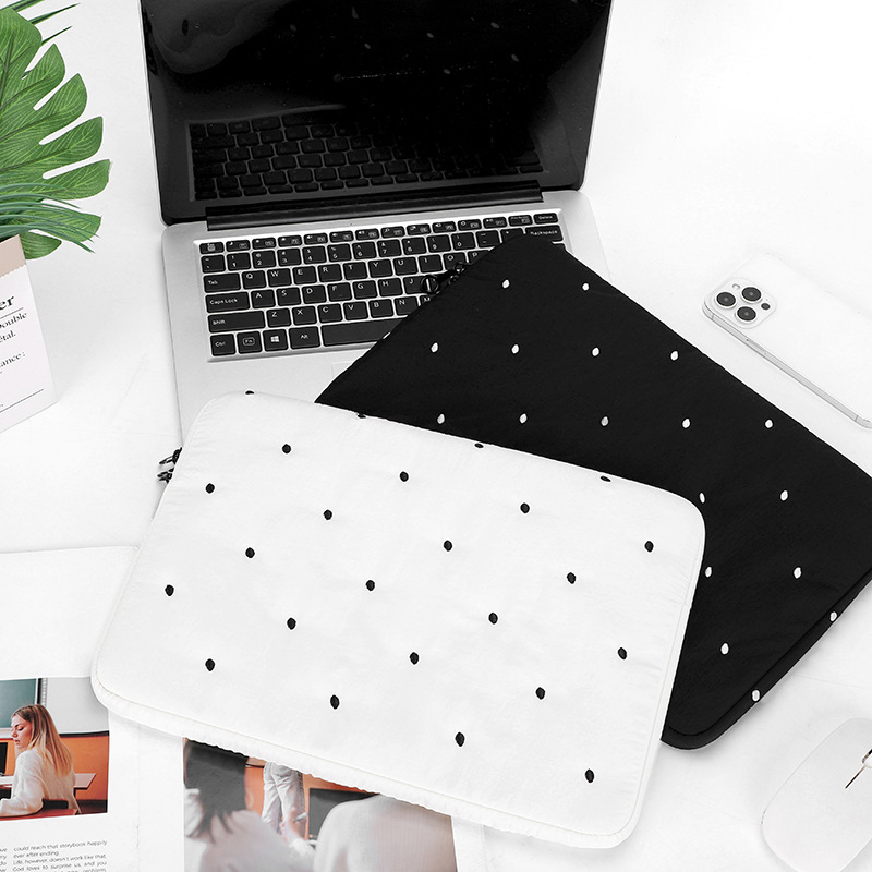 New cross-border embroidered dot computer bag, tablet bag, laptop sleeve bag, new notebook storage bag, sleeve bag