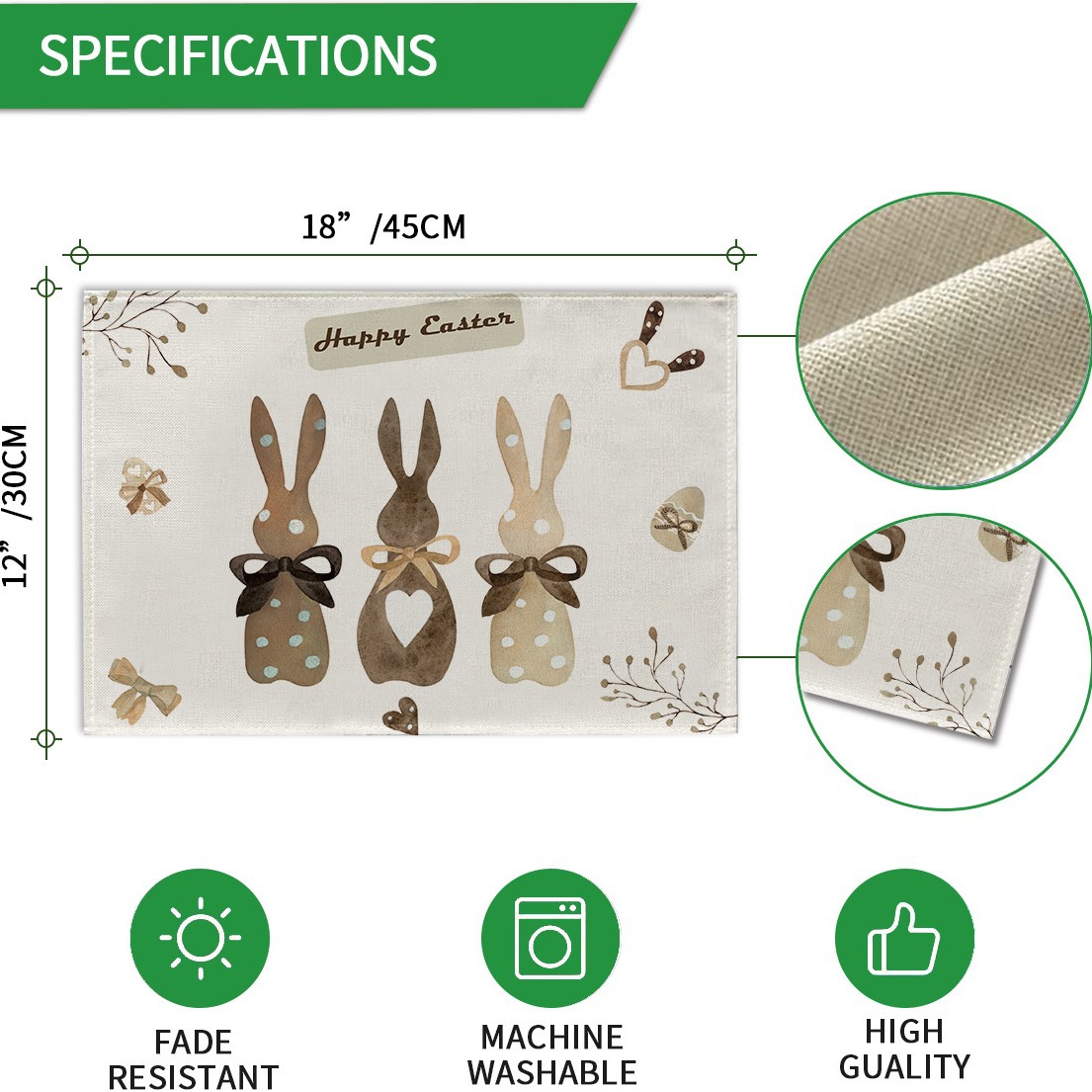 Amazon nuevo conejo mantel europeo y americano mantel de tela de Pascua decoración occidental mantel de lino resistente a las manchas al por mayor