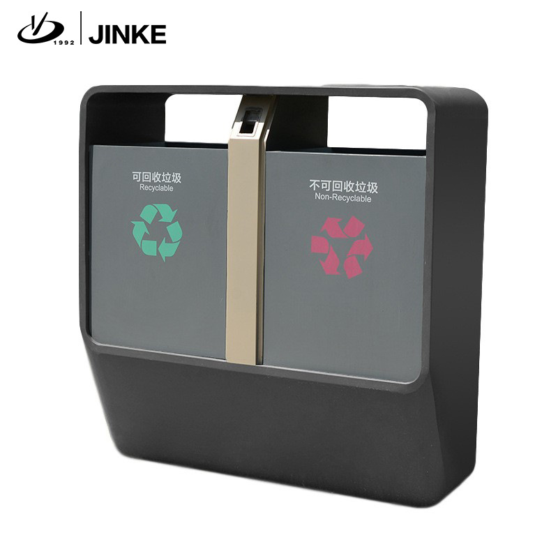 厂家直销杭州地铁双桶分类垃圾箱可回收户外垃圾桶HW0045批发