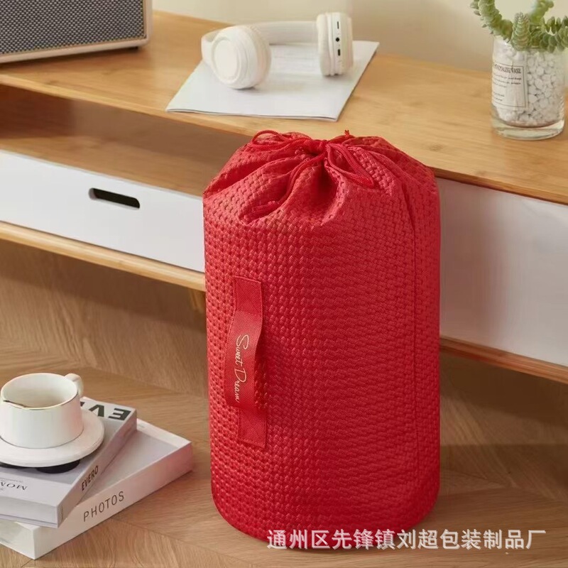 不織布袋束袋丸底直筒収納袋円筒環境保護ロープ袋布団収納袋包装袋|undefined
