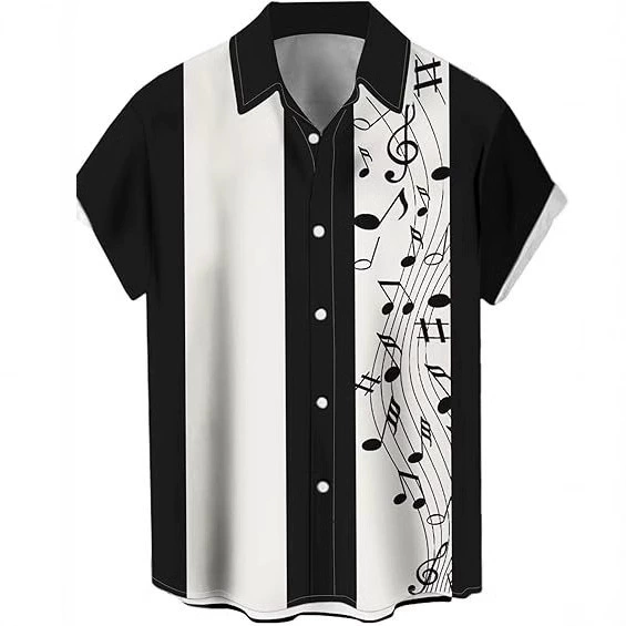 Мужская рубашка с модным музыкальным принтом, европейская и американская внешняя торговля Amazon, свободная летняя мужская рок-рубашка с короткими рукавами