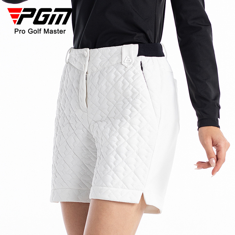 Quần golf thể thao nữ thu đông lót cotton, thắt lưng co giãn giữ ấm — KUZ171-Quần short cotton đen, KUZ171-Quần short cotton trắng