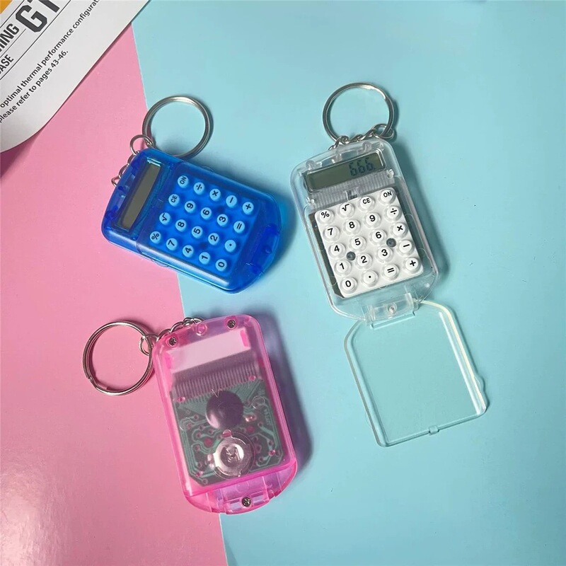 キーホルダー電卓ミニタイプ透明カバー学生用品電卓mini電卓クロスボーダー|undefined