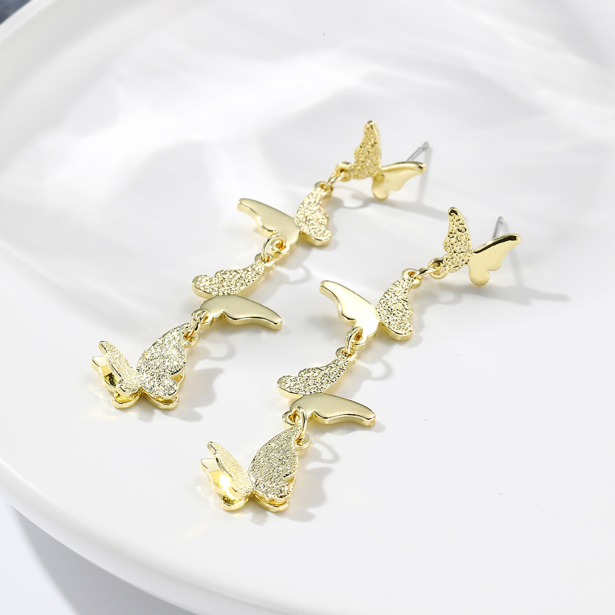 butterfly earrings Summer long exaggerated large cross border earrings High grade metal oil drop butterfly earrings_voghion.com