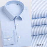 Màu xanh nhạt sọc dài tay nam cổ vuông 32