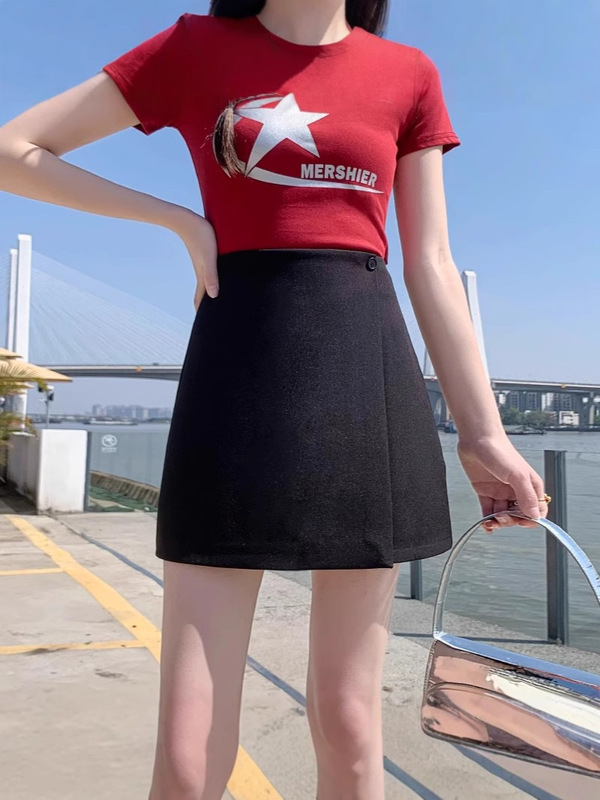 2025春秋装新款韩版高腰百搭显瘦不规则防走光西装包臀半身裙短裙|undefined