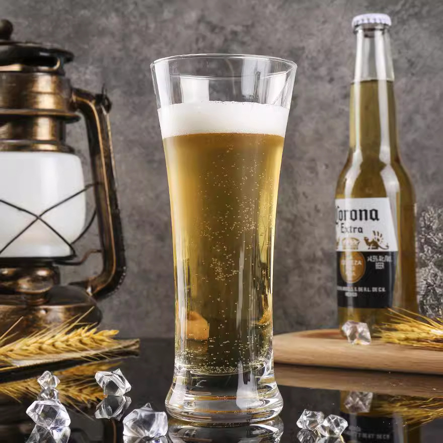 Vaso de cerveza comercial de gran capacidad para cintura delgada Vaso de cristal Vaso de cerveza artesanal de trigo Vaso de cerveza engrosado para el hogar