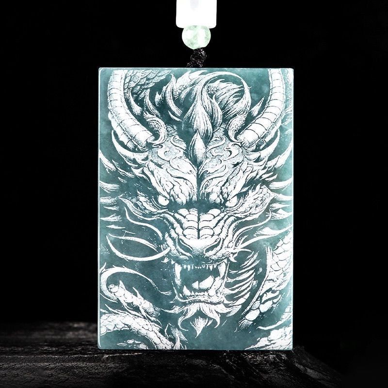 Joyería Qirui transmisión en vivo natural A mercancía jade doble cara talla colgante marca de dragón 520 regalos frescos dulces sin