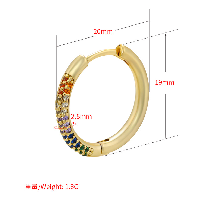 Einfache Neue Mikro-eingelegte Farbige Diamanten Runde Einseitige Kupfer Ohrringe Großhandel Nihao Schmuck display picture 4