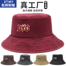 跨境爆款简约百搭渔夫帽大头围字母刺绣盆帽户外运动大帽檐遮阳帽