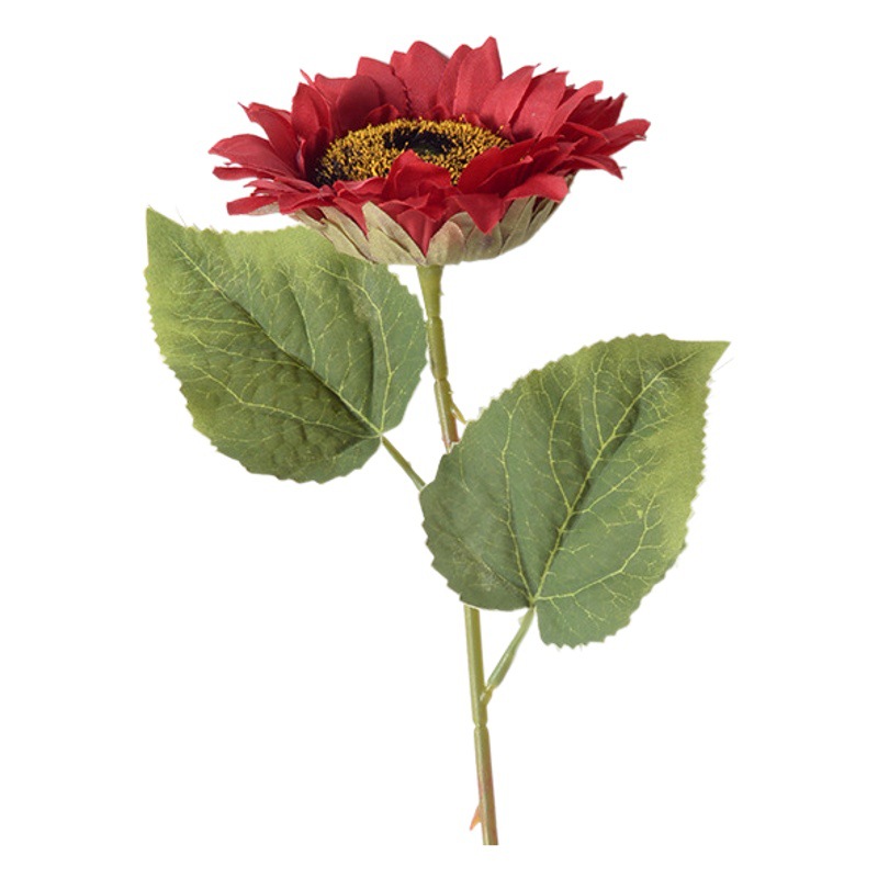 Artificial Latino girasol decoración del hogar flor falsa tela de seda flor roja neta picnic fotografía props al por mayor