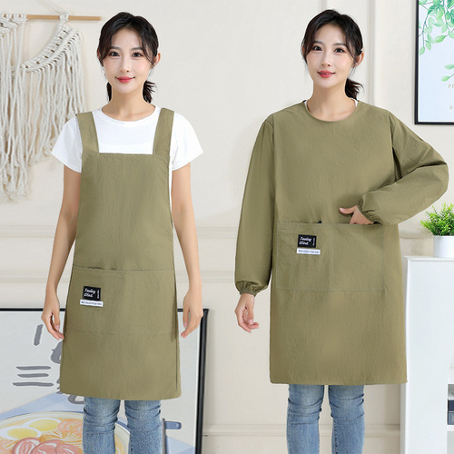 New Style Long-Sleeve Printed Waterproof Stain-Resistant Dining Special Purpose Workwear Kitchen Home Use Reversible Cover-up Women's Logo