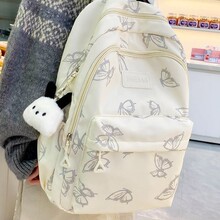 简约森系百搭百撞色字母双肩包ins大容量纯色背包通勤书包