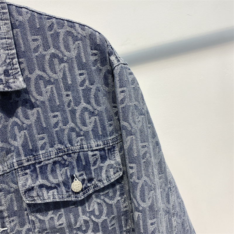 Men's Clothing Men's Spring and Autumn Jacket Blue Jacquard Denim Jacket Men's Fashion Denim Jacket Youth B2BJD8282_voghion.com