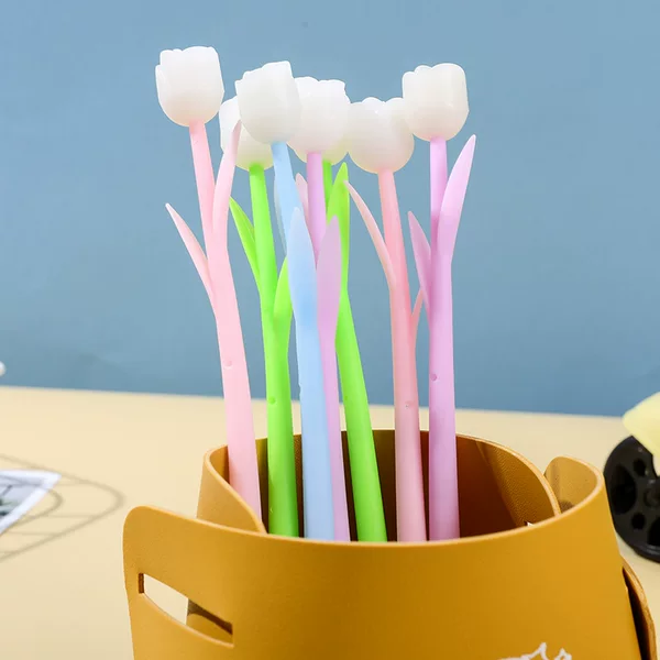Color-changing Roses Meet Sunshine Color-changing Silicone Gel Pen Creative Flowers Black Gift Pen Student Stationery Pen