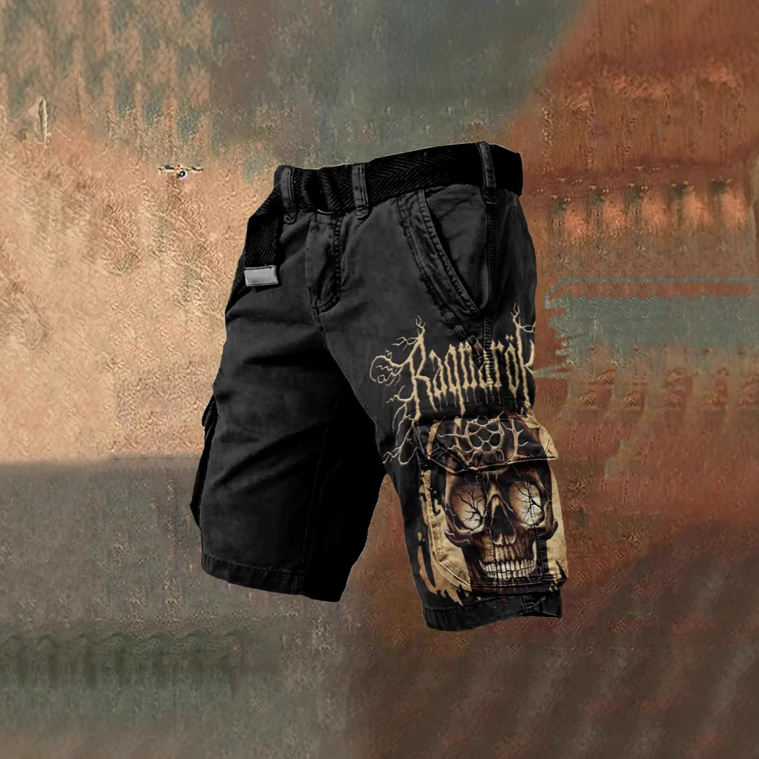 Независимая станция Amazon трансграничный новый ретро череп 3D цифровой принт мужские комбинезоны