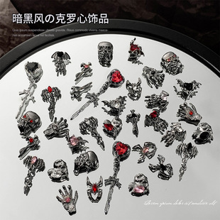 Dark nail jewelry vintage crocheted heart love punk style personality cross spider pendant Accessories Wholesale