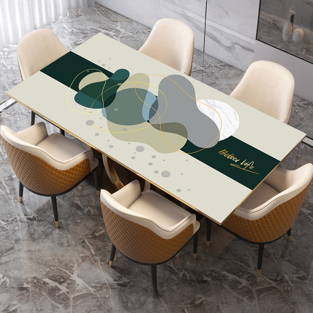 Light Luxury and High-End Household Dining Table Mat, Waterproof, Oil-Proof, Heat-Resistant Pvc Leather Tablecloth, Living Room Coffee Table Mat, Desktop Mat