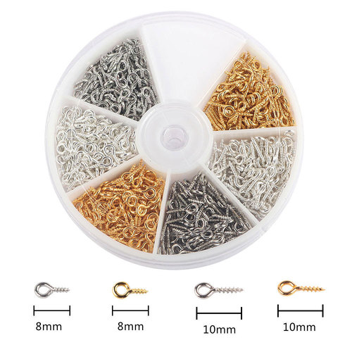 Cross-border 8/10mm boxed metal threaded horn nails diy jewelry accessories flat head sheep eye screws