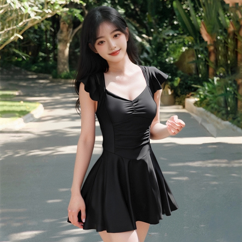 2025 nuevo traje de baño de una pieza para mujer verano de alta gama ins de alto valor playa cubierta de carne delgada traje de baño conservador al por mayor