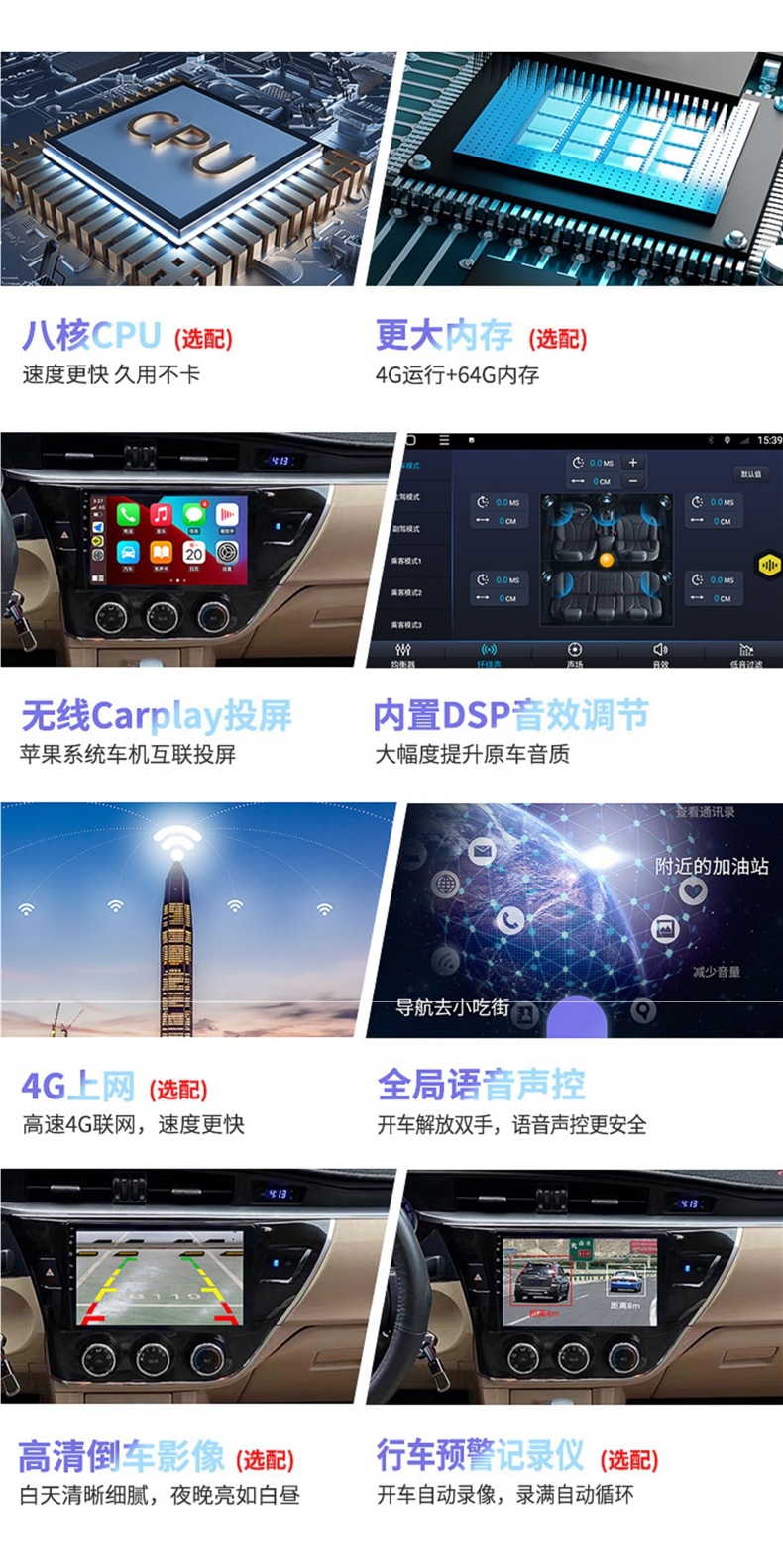 Suitable for Toyota 14 15 16 17 18 Corolla and Levin Central Control Large Screen Android Navigation Reversing Image One