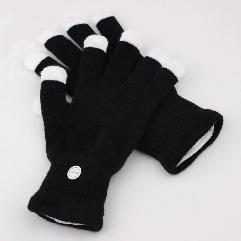 義烏led發光手套廠家 黑色指尖七彩發光手套 舞台表演閃光led手套