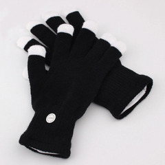 義烏led發光手套廠家 黑色指尖七彩發光手套 舞台表演閃光led手套