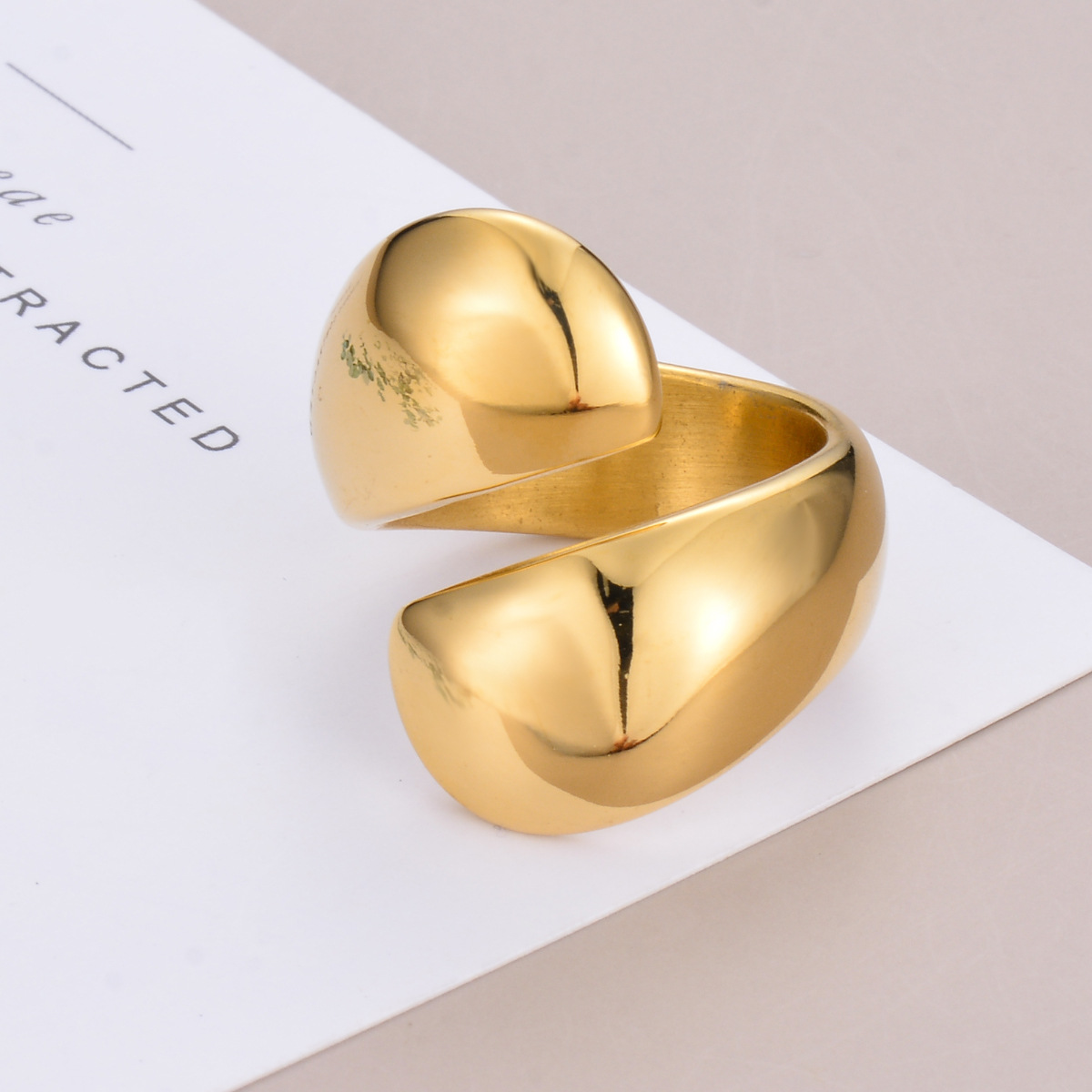 Geometric Pattern PVD Coated Geometric 304 Stainless Steel Simple Style Waterproof Non Tarnish Rings