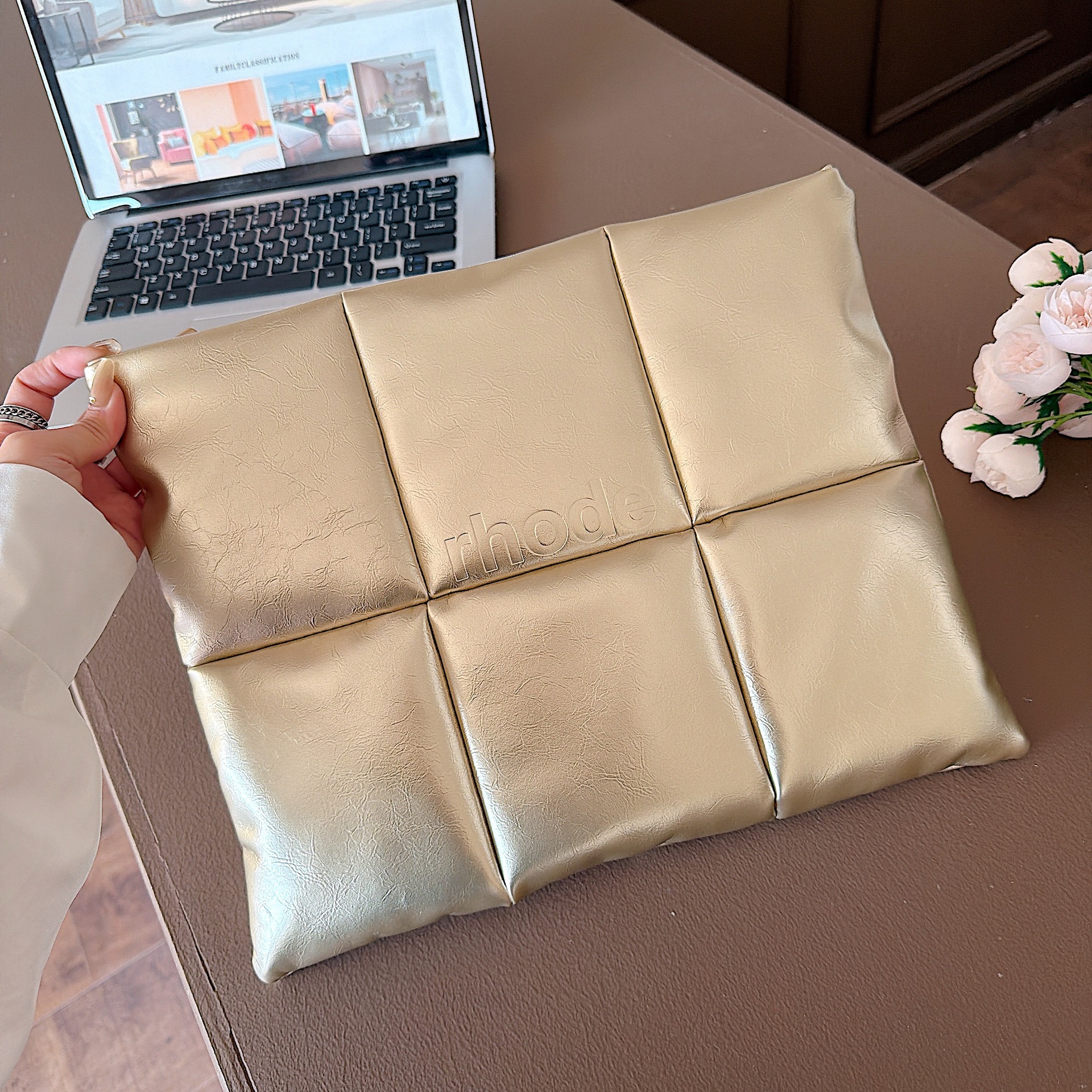 Bolsa de maquillaje de piel para viaje