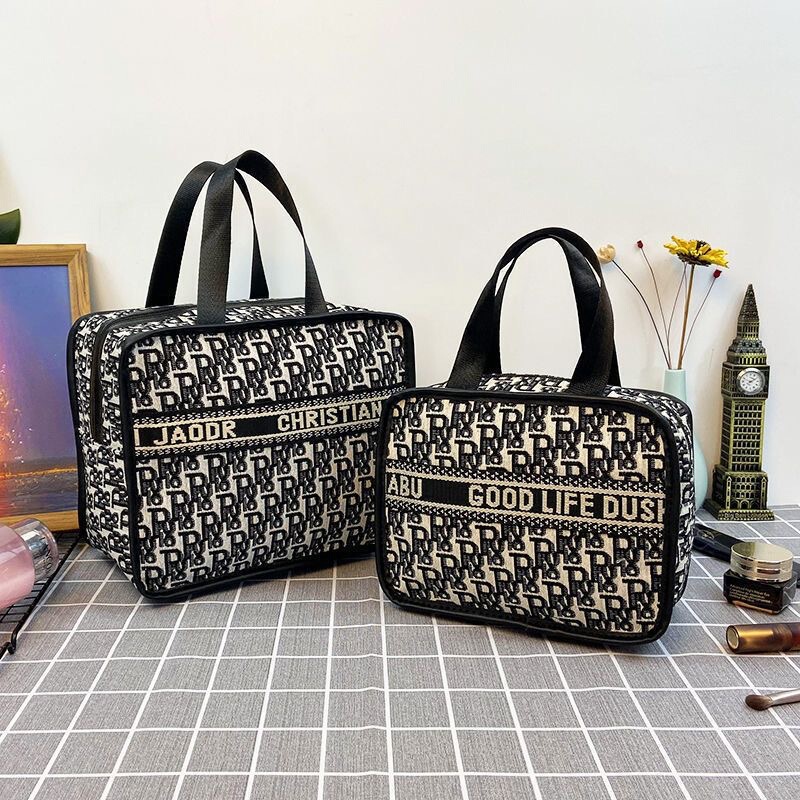 Internet Celebrity Ins Houndstooth Cosmetic Bag R Letter K-Style Cosmetic Cosmetics Bag Fashionable Satchel Cosmetic Bag